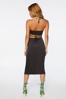 Women's Halter Midi Bodycon Dress in Black Large