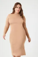 Women's Turtleneck Midi Sweater Dress Carob,