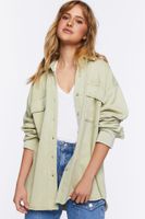 Women's French Terry Dolphin-Hem Shacket in Sage Small