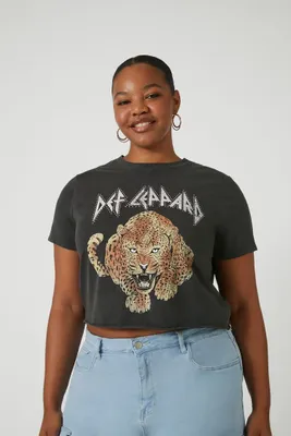 Women's Def Leppard Cropped T-Shirt in Charcoal, 1X