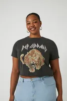 Women's Def Leppard Cropped T-Shirt in Charcoal, 1X