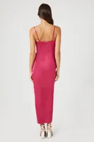 Women's Satin Ruched Midi Dress