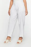 Women's Straight-Leg Cuffed Ankle Pants in White Large