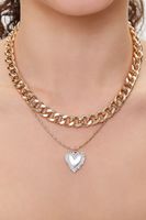 Women's Heart Pendant Layered Necklace in Gold/Blue