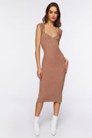 Women's Sweater-Knit Ribbed Midi Dress in Taupe Medium