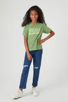 Girls Nirvana Graphic T-Shirt (Kids) in Green, 5/6