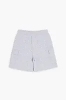 Kids Fleece Cargo Shorts (Girls + Boys) Heather Grey,