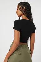 Women's Short-Sleeve Sweater-Knit Crop Top