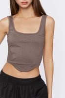 Women's Seamed Corset Crop Top in Shiitake Large