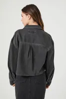 Women's Embroidered Denim Shirt in Black Medium