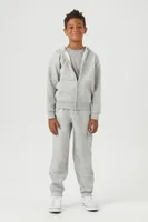 Kids Fleece Zip-Up Hoodie (Girls + Boys) in Heather Grey, 9/10