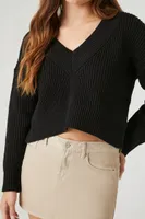 Women's Cropped High-Low Sweater Medium