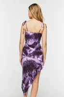 Women's Abstract Cowl Tie-Strap Midi Dress in Purple Small