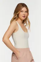 Women's Ribbed Tank Bodysuit in Cream, XXL