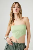 Women's Sweater-Knit Handkerchief Tube Top Light Green