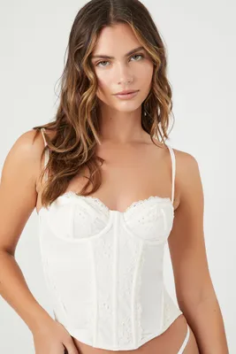 Women's Satin Lace Sweetheart Corset in Vanilla, XL