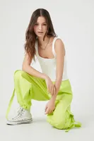 Women's Utility Wide-Leg Cargo Joggers in Lime Small