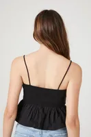 Women's Peplum Cropped Cami in Black Small