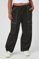 Women's Cargo Parachute Pants in Black, 0X