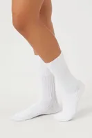 Ribbed Crew Socks in White