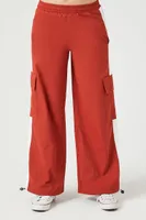 Women's Twill Side-Striped Cargo Pants Red/White,