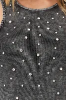 Women's Rhinestone Midi Bodycon Tank Dress in Black Large