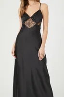 Women's Satin Lace Maxi Slip Dress