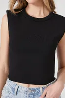 Women's Sweater-Knit Crop Top in Black Small