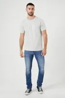 Men Cotton-Blend Crew T-Shirt Heather