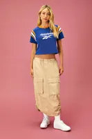 Women's Cropped Reebok Graphic T-Shirt in Blue, XS