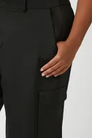 Women's Satin Wide-Leg Pants in Black, 0X