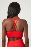 Women's Seamless Strappy Sports Bra in Fiery Red Small