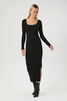 Women's Square-Neck Slit Midi Dress