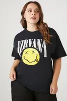 Women's Nirvana Oversized Graphic T-Shirt in Charcoal, Size 2X