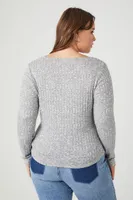 Women's Ruched Ribbed Knit Top Heather Grey,