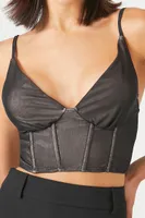 Women's Bustier Cropped Cami in Black/Nude Medium