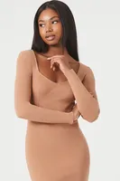 Women's Bodycon Midi Sweater Dress in Carob Small