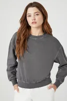 Women's French Terry Mineral Wash Pullover in Dark Grey Small