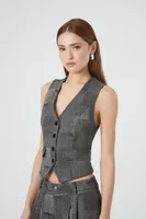 Women's Cropped Patchwork Vest Grey