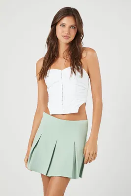 Women's Pleated Mini Skirt in Seafoam, XS