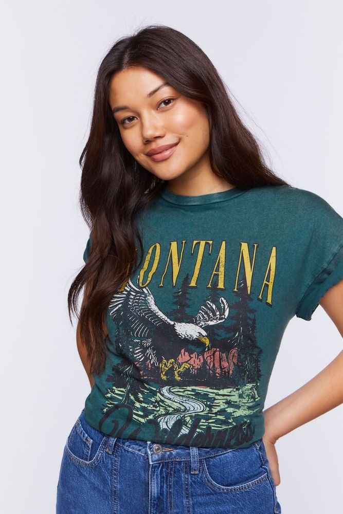 Women's Montana Wilderness Graphic T-Shirt in Green Small