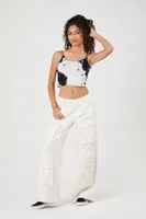 Women's Cloud Wash Cropped Cami in Black/Grey Large