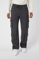 Men Toggle Drawstring Cargo Pants in Dark Grey, XXL