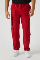 Men Drawstring Cargo Joggers Ruby