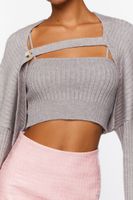 Women's Sweater-Knit Cami & Shrug Set in Grey Medium