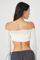 Women's Off-the-Shoulder Crop Top in White Medium