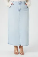 Women's Denim Maxi Skirt in Medium Denim, 0X