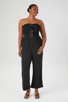 Women's Smocked Lace-Up Jumpsuit