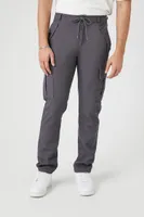 Men Slim-Fit Drawstring Cargo Pants Dark Grey,