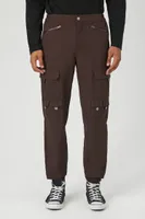 Men Zippered Mid-Rise Cargo Joggers in Cocoa, 32